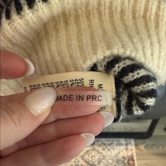 FRNCH Cream and Black Striped Sweater Small/Medium - Picture 4 of 7